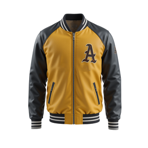 Veste pour hommes tendance personnalisée de haute qualité Style universitaire Letterman avec corps en laine manches en cuir véritable vêtements d'hiver élégants et intelligents - Product Image 3