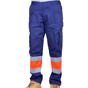 Pantalon de travail réfléchissant 100% coton pour hommes, logo personnalisable, vêtements de travail cargo imperméables pour l'exploitation minière - Product Image 1