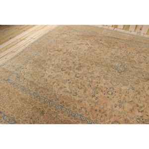 Tapis turc vintage 9,5x12,5 pi (290x381 cm), tapis en laine marron à motifs floraux - Product Image 4