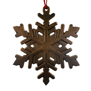 Adorno metálico de copo de nieve de cobre, decoración navideña elegante con cinta roja para árbol de Navidad de Metal, iluminación Led elegante - Product Image 4