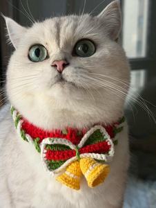 2025 cat <b>Winter</b> Crochet Pet Scarf Popular Pet Scarf Warm and Fashionable <b>Bell</b> Scarf - Product Image 3
