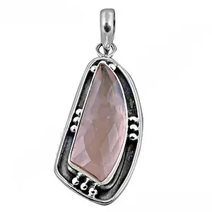 Pendentif en argent 925 avec quartz rose pour femmes, pendentifs et breloques en cristal - Product Image 2