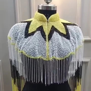 เสื้อคลุมทรงเบอร์เลสก์ประดับลูกปัดเลื่อมปักเลื่อมเสื้อผ้าปาร์ตี้คลับสายไข่มุกที่สวยงาม100% ผ้าโพลีเอสเตอร์ - Product Image 3