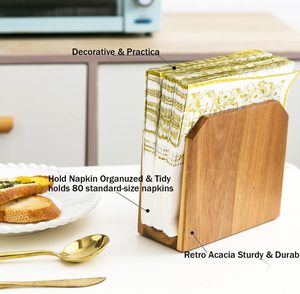 Porte-serviettes en bois d'acacia pour la cuisine et la salle à manger Boîte à provisions rustique de style fermier - Product Image 3