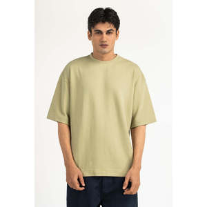 T-shirt pour homme 100% coton, écologique, 320g, coupe ample, col rond, respirant, décontracté, été, fabricant OEM ODM, fournisseur en gros - Product Image 1