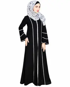 Respirant Styles Direct Fabriqué En Usine 2024 Vente Chaude Bas Prix Casual Extérieur Solide Couleur Femmes Abaya