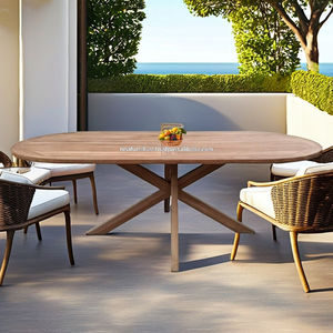 Mesa de Comedor Ovalada de Madera de Teca Sólida de Lujo, Muebles de Exterior para Hoteles, Villas y Resorts - Product Image 3