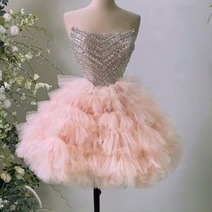 OEM conception personnalisée robe de soirée de bal à la main mode Satin Mini robe de luxe perles mignon imprimé brodé disponible personnalisé nouveau - Product Image 1