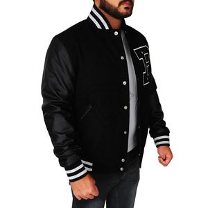 Nuevo diseño 2025, chaqueta de bola Base bordada con parches personalizados para hombres y mujeres, chaqueta Varsity con mangas de cuero genuino de alta calidad - Product Image 2