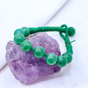 Bracelet de pierres précieuses lisses rondes en Onyx vert naturel pour femmes Chakra Bracelet de fil de guérison perles de pierre bijoux pour la vente en gros - Product Image 4