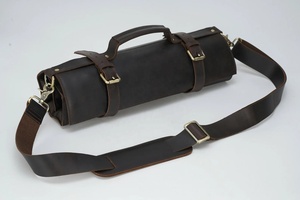 Outdoor Knife <b>Tote</b> Personalized Full Grain Leather Knife Roll Chefs <b>Bag</b> Knife Roll Case <b>Bag</b> for Chef LKR-0061 - Product Image 2