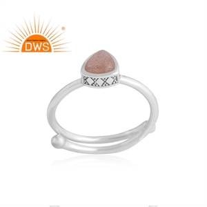 Latest Selling 925 Sterling Silver Natural Peach <b>Moon</b> Stone Gemstone <b>Ring</b> Custom Jewelry For Women Gift For Her - Product Image 1