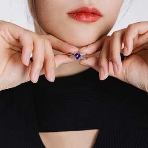 Jeulia <b>Cross</b> Your Heart Rhodium Plated Sterling <b>Silver</b> Gemstone Engagement <b>Ring</b> - Product Image 5