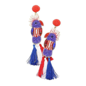 Classique américain USA drapeau homard perlé Dangle Huggie boucles d'oreilles feutre dos pour cadeau de fête de mariage par glowin fashion - Product Image 5