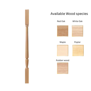 Producto superior Husillo de madera tallada Balaustre superior cuadrado 2005P 38 ''Madera de caucho Adecuado para todo tipo de escaleras - Product Image 4