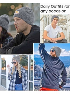 Trendmalls Gorro para hombre/mujer/niño Gorro unisex Knit Cuffed Beanie (Gris/) - Product Image 5