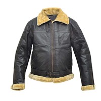 Blouson de pilote en cuir véritable de la RAF pour hommes, veste noire en fourrure de mouton, veste respirante en cuir de mouton noir
