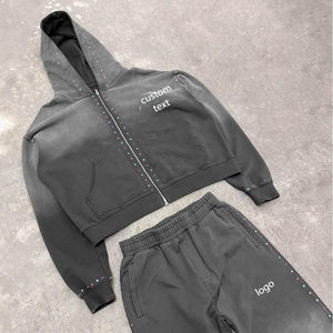 Custom Hooded Casual Acid Wash Unisex Tracksuit Breathable <b>Eco</b>-Friendly Fitness Sportswear Solid Printed with Logo for Summer - Product Image 5