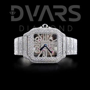 Montre analogique mécanique de luxe ETA avec embellissements en diamants étincelants, bracelet en acier inoxydable tendance, style fusion raffiné, verre - Product Image 3