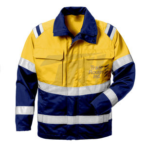 Veste de travail industrielle personnalisable OEM imperméable en polyester à rayures réfléchissantes B2B vêtements de sécurité réfléchissants en vrac - Product Image 3