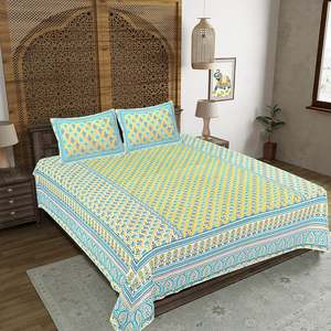 100% Cotton Multi Floral Print Double Bed <b>Sheet</b> Set with 2 Pillow Covers <b>King</b> <b>Size</b> Comforter for Home-3pc Set - Product Image 1