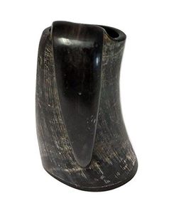 Taza de cuerno Fenrir hecha a mano de La India, taza para beber con incrustaciones de ágata de estilo vikingo único, negro liso con belleza natural artesanal - Product Image 6
