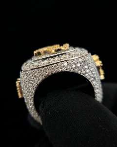 Luxury Custom Letter <b>Initial</b> Square Design Micro Pave VVS Moissanite Diamond Sparkling 925 Sterling Silver Rhodium Plated <b>Ring</b> - Product Image 2