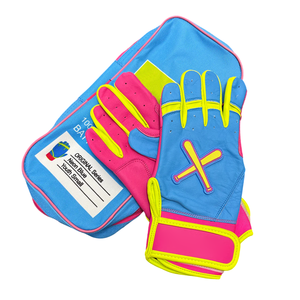 Guantes de Bateo de Béisbol Serie Pro Rojo, Negro y Azul Cielo, de Cuero Genuino Cabretta, Puño Corto, Equipo de Bateo de Sóftbol, Fabricante - Product Image 4