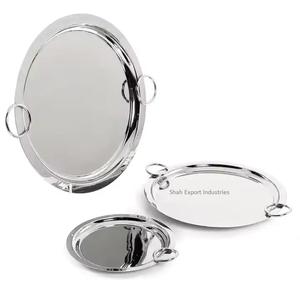 Bandeja de Metal Única para Servir Comida, Vajilla de Boda PARA EL Hogar, Bandeja Decorativa para Servir en Forma Ovalada Chapada en Oro - Product Image 2