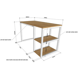 SIBA Minimalist Office <b>Desk</b> Iron Legs Adjustable Wooden <b>Shelf</b> 120x60x75(cm) BD68057 Drawer Storage for Home Office Living Room - Product Image 5
