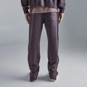 Joggers de estilo informal para hombre con logotipo personalizado de algodón de rizo francés grueso de cintura media acampanado para lavado ácido rosa - Product Image 2