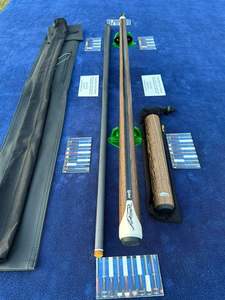 Billard 1/2 queues fendues bouclées cocobolo ébène incrusté à la main bâtons de piscine carambole - Product Image 1