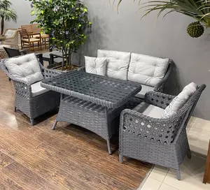 Conjunto de muebles de mimbre para jardín, conjunto de sofás de mimbre de diseño moderno exclusivo, para Patio y jardín, con mesa de centro