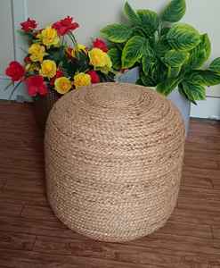 Modern European American Home Outdoor Hall Ottomans Macrame POUF Ottoman Jute <b>Work</b> One Handle Knitted <b>Stool</b> for Bedroom Living - Product Image 5