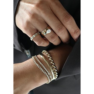 Pulsera de tenis Kinn Sofia de oro de 14k con diamantes redondos y en forma de marquesa, joyería de moda - Product Image 4