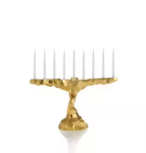 Hanukkah menorah โลหะแบบดั้งเดิมสีทองเทียนเจ็ดสาขาชาวยิวสำหรับตกแต่งบ้านโดยการตกแต่ง - Product Image 6