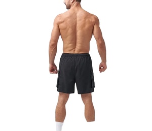 กางเกงขาสั้นออกกำลังกายสีดำแบบแห้งเร็วสำหรับผู้ชาย พิมพ์โลโก้ได้ตามต้องการ ผ้าสแปนเด็กซ์ผสมคอตตอนสำหรับฤดูใบไม้ร่วง - Product Image 5