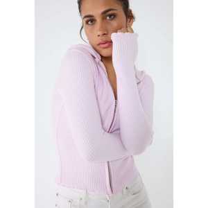 Cárdigan de punto rosa con capucha y cremallera - Product Image 3