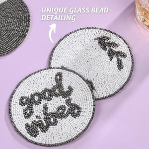 Sous-verre rond en perles de verre tissé en bois pour fêtes Autres fonctions Vaisselle Décorative Beast Design - Product Image 3