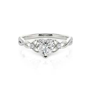 Jeulia Infinity <b>Celtic</b> Knot Heart Cut Moissanite Engagement <b>Ring</b> Sterling <b>Silver</b> IGI Certified - Product Image 1