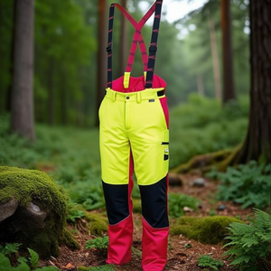 Pantalones de Protección Forestal Talla 58 Color Amarillo Neón/Rojo, Guantes y Equipo de Jardinería - Product Image 3