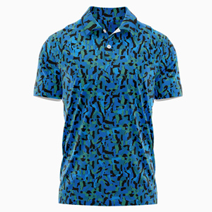 เสื้อโปโลกอล์ฟคุณภาพหรูหราสำหรับผู้ชาย ผลิตจากโพลีเอสเตอร์ผสมสแปนเด็กซ์ พิมพ์ลายแบบซับลิเมชั่น พร้อมบริการสกรีนโลโก้ตามแบบ - Product Image 4