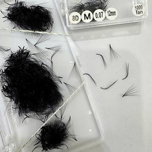 Extensions de cils synthétiques faites à la main, en éventail, noires mates, douces, naturelles, longues, 3D-8D, courbure CC/DD/LD/M, logo personnalisé, haute qualité - Product Image 3