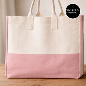 Sac fourre-tout en toile rose Elite Large pour femmes, durable, en coton 390 g/m², pour le shopping et la plage, avec poche - Product Image 1