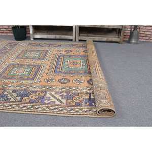 Tapis de 5,7 x 8 pieds, grand tapis vintage, tapis bleu ombré - Product Image 5