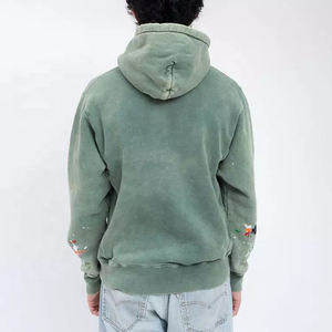 Nouveaux sweats à capuche délavés à l'acide unisexe à la mode grande taille 100% coton style décontracté avec fermeture à glissière pour l'hiver - Product Image 3