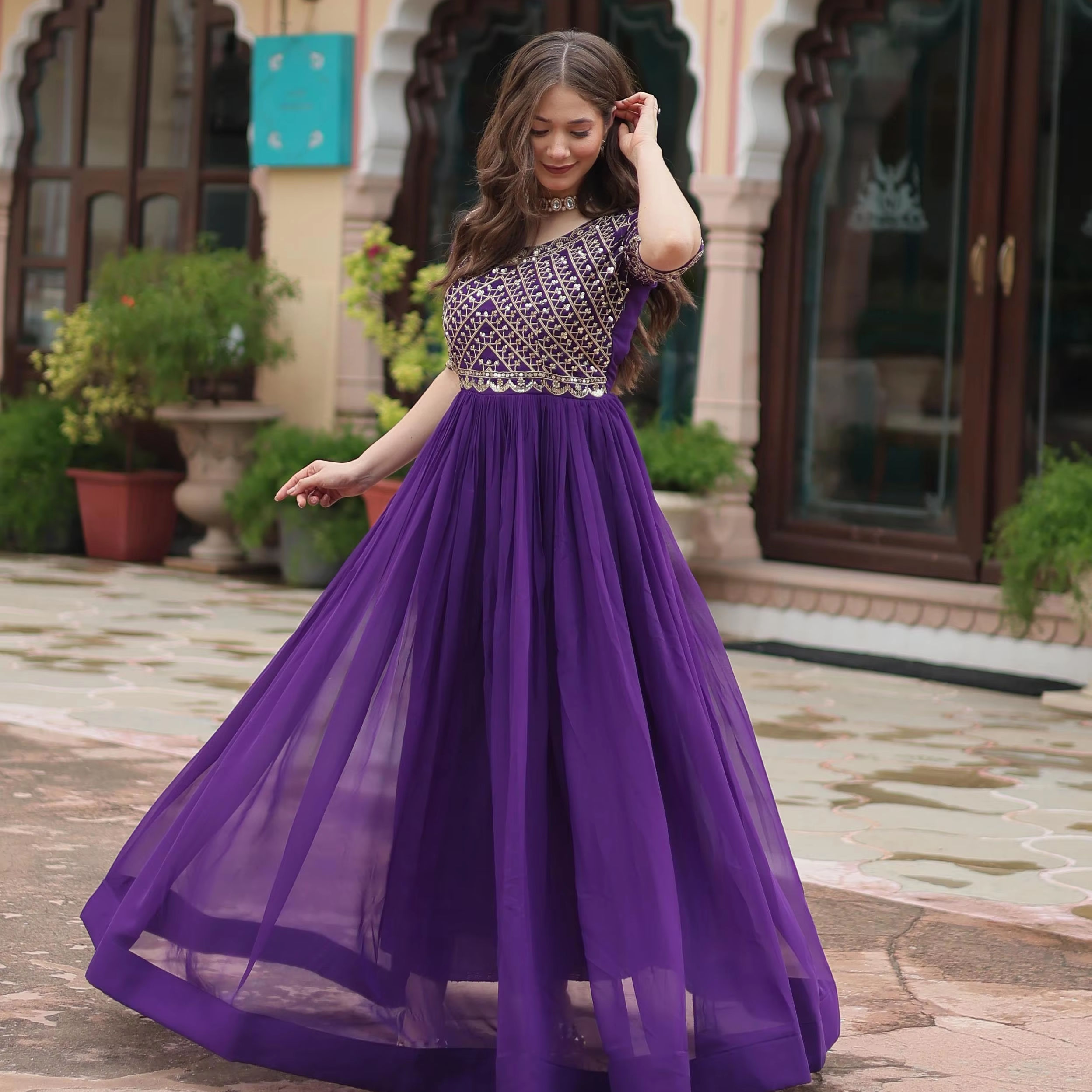 Green Anarkali Dresses Elegant Pakistani Indian Clothing