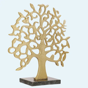 Escultura decorativa de aluminio para mesa de salón con Base de madera Diseño único Escultura de plata hecha a mano - Product Image 6