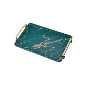 Plateau de service en bois en forme de cocarde en émail avec poignée design Utilisation de la décoration de mariage de restaurant d'hôtel à domicile - Product Image 1