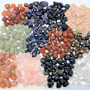 Vente en gros d'agate en dentelle bleue Ensemble de runes en cristal gravé pour la guérison de la divination Pierres précieuses sculptées Poli Feng Shui - Product Image 4